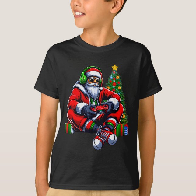 Camiseta Funny Santa Christmas Gamer Controller Xmas Gaming (Frente)