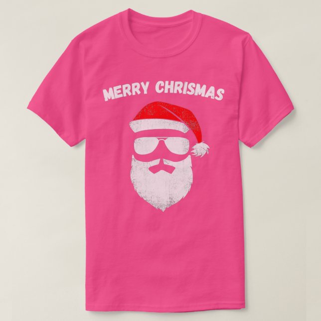 Camiseta Funny Santa Claus Face Sunglasses With 5 (Frente do Design)