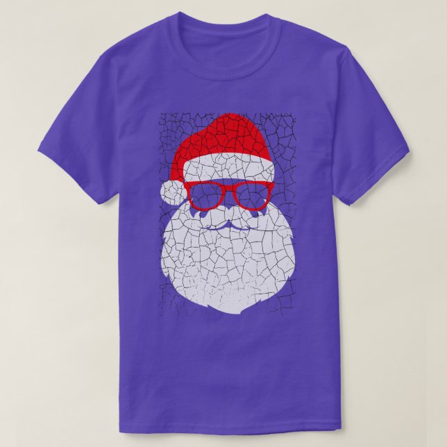 Camiseta Funny Santa Claus face Sunglasses with Hat Beard C (Frente do Design)
