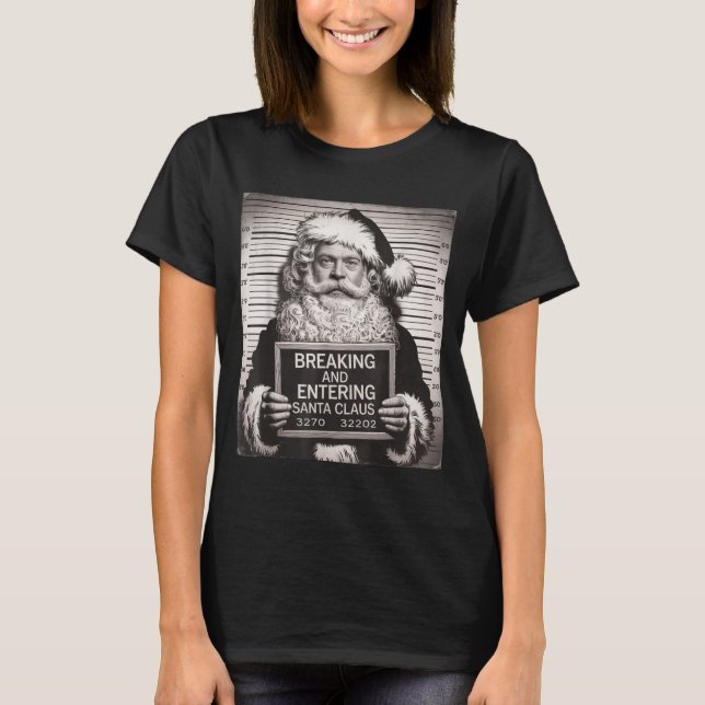 Camiseta Funny Santa Claus Mugshot Christmas – Santa Xmas  (Frente)