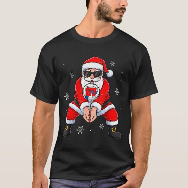 Camiseta Funny Santa Claus Playing Volleyball Six Seven Chr (Frente)