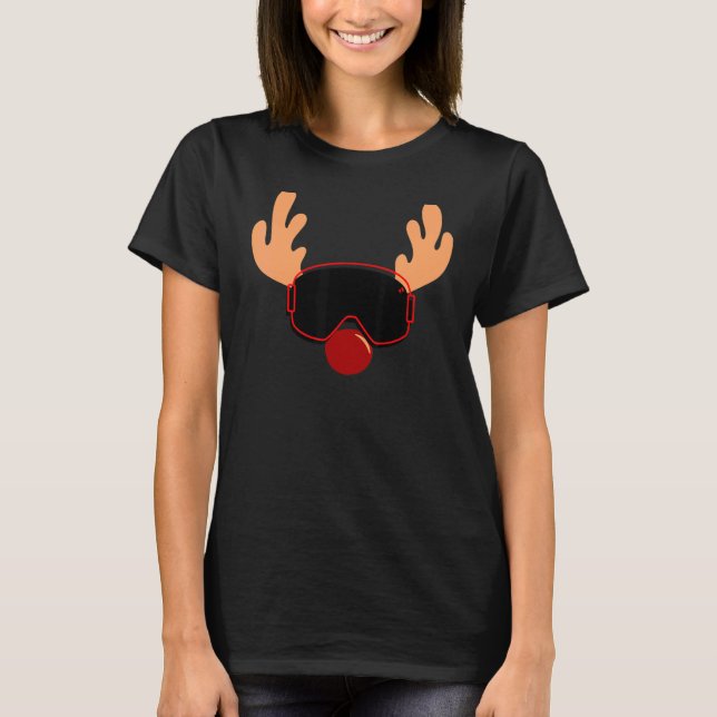 Camiseta Funny Santa Claus Reindeer In Goggles, Very Cute F (Frente)