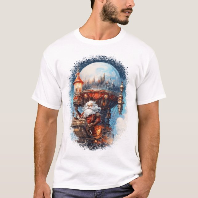 Camiseta Funny Santa Claus, soaring through the sky (Frente)