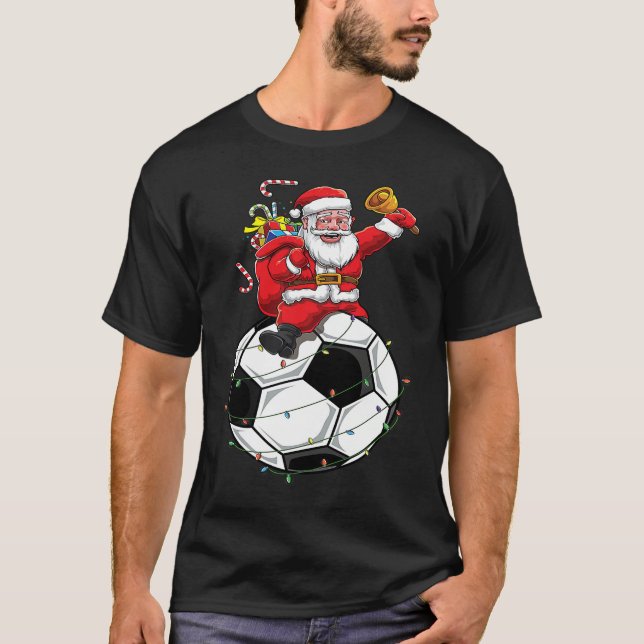 Camiseta Funny Santa Claus Soccer Player Ball Christmas Cut (Frente)