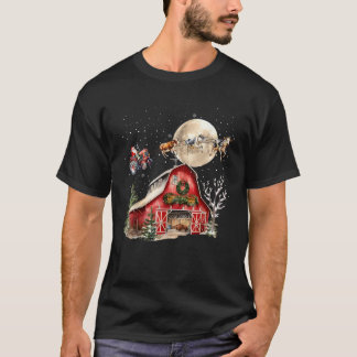 Camiseta Funny Santa Claus Trator Vaca Fazenda Farmer Chris
