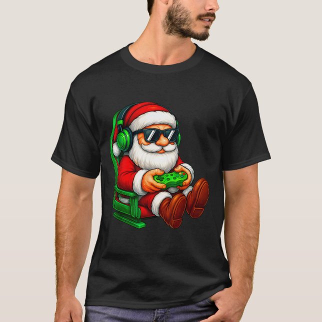 Camiseta Funny Santa Gaming Gamer Pajamas Pjs Christmas Xma (Frente)