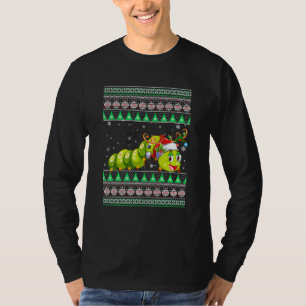 Camiseta Funny Santa Hat Correspondendo Ugly Caterillar Chr