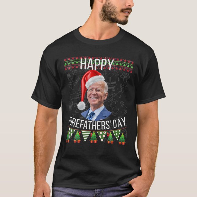 Camiseta Funny Santa Hat Joe Biden Feliz Dia C de Penas (Frente)