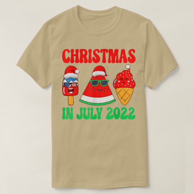 Camiseta Funny Santa Hat Sunglasses Summer Christmas In Jul (Frente do Design)