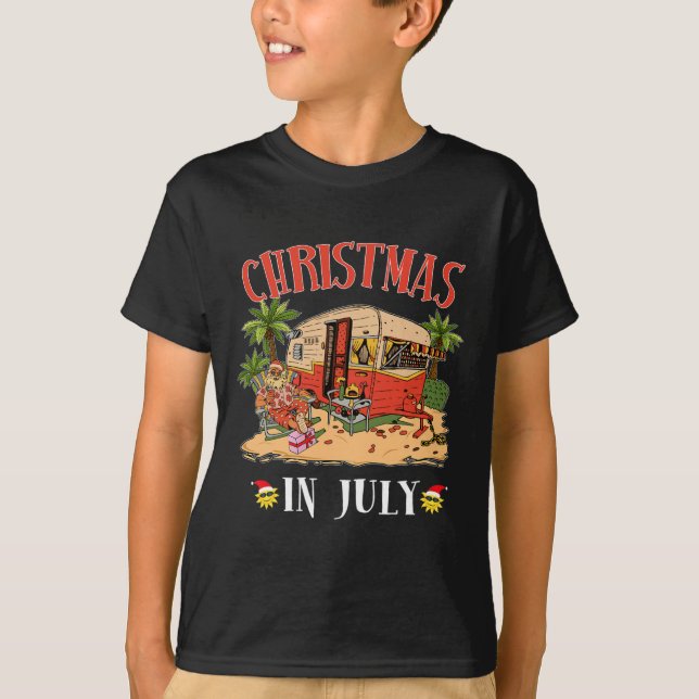 Camiseta Funny Santa Hawaii Retro Camping Rv Christmas In J (Frente)