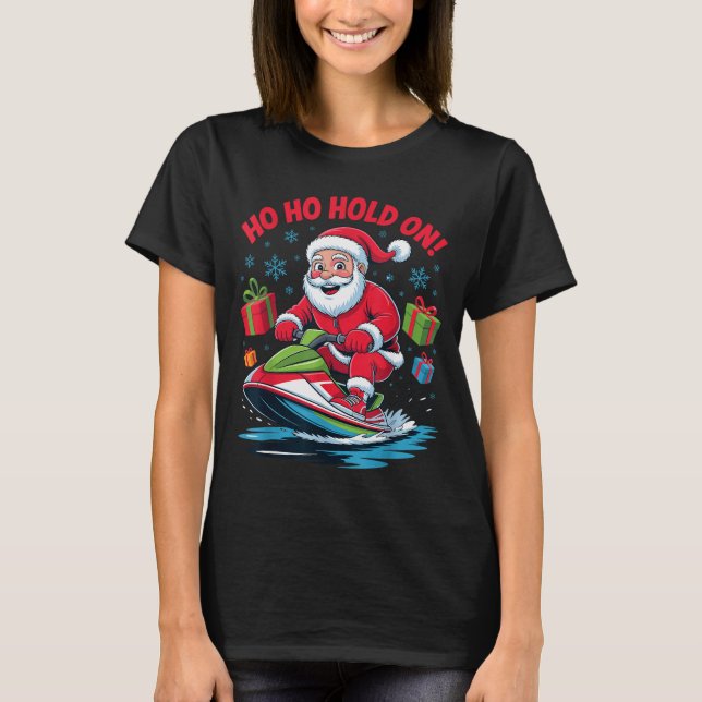Camiseta Funny Santa Jet Skiing Lover Christmas Xmas Pajama (Frente)