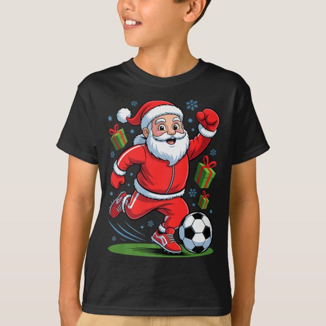 Camiseta Funny Santa Playing Soccer Holiday Christmas Xmas  (Frente)