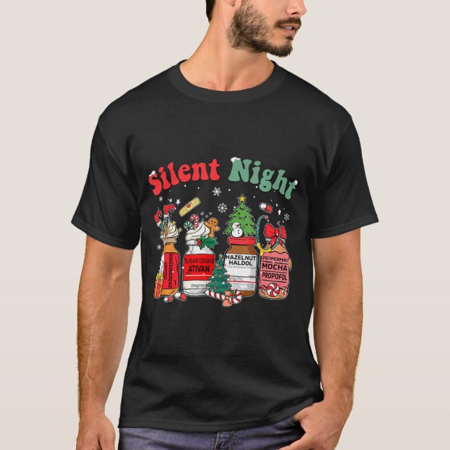 Camiseta Funny Santa Profol Silent Night Icu Nurses Merry C (Frente)