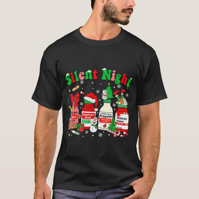 Camiseta Funny Santa Profol Silent Night Icu Nurses Merry C (Frente)