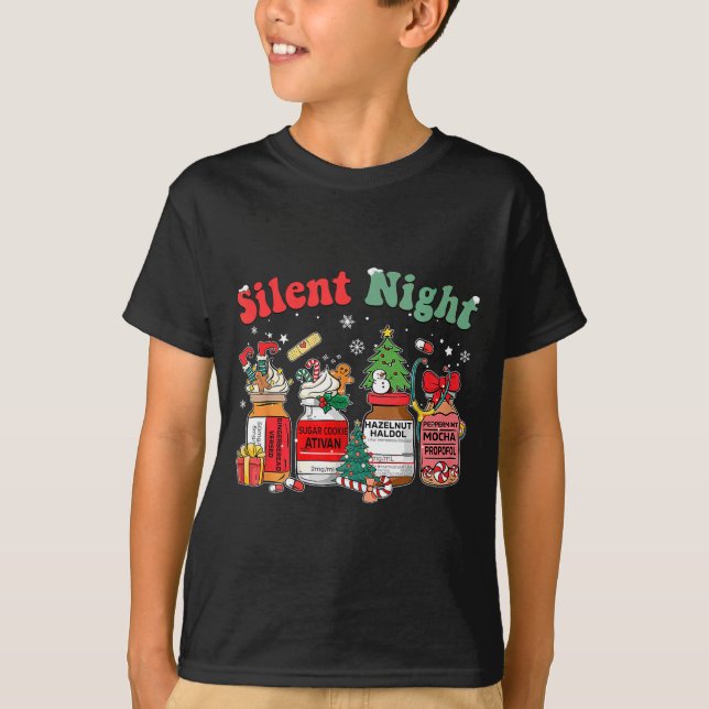 Camiseta Funny Santa Profol Silent Night Icu Nurses Merry C (Frente)