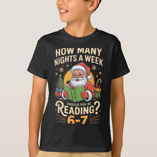 Camiseta Funny Santa Reading 67 Meme Tee Christmas Teacher  (Frente)