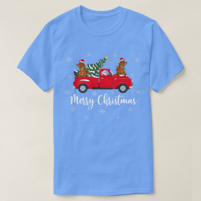 Camiseta Funny Santa Riding Christmas Tree Truck Sea Otter  (Frente do Design)