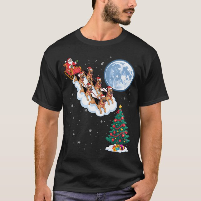 Camiseta Funny Santa Riding German Shepherd Dog Tree Christ (Frente)