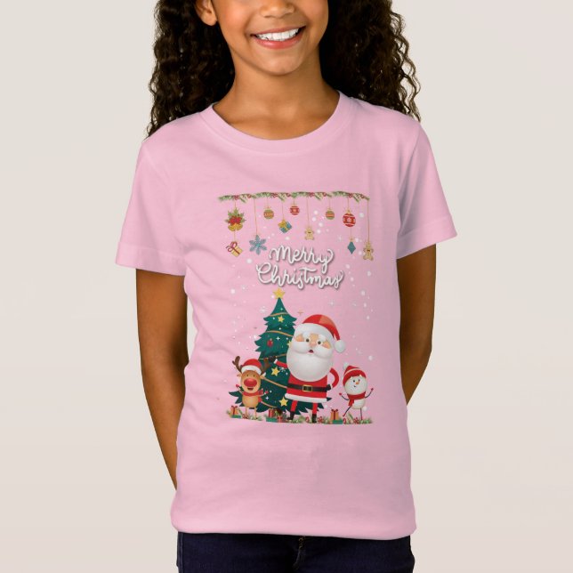 Camiseta Funny Santa, Snowman, Reindeer Merry Christmas (Frente)