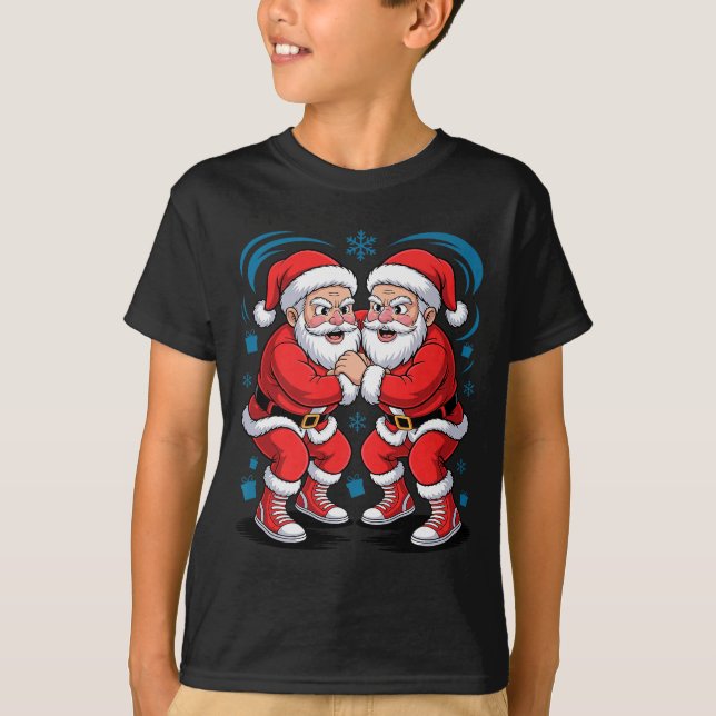 Camiseta Funny Santa Wrestling Lover Wrestler Xmas Christma (Frente)