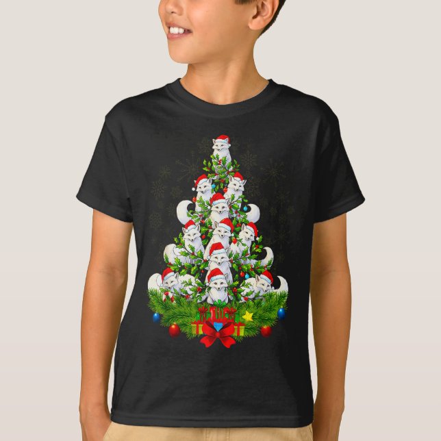 Camiseta Funny Santa Xmas Arctic Fox Christmas Tree  (Frente)