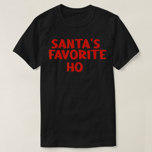 Camiseta Funny Santa's Favorite Ho Couples Pajama  (Frente do Design)