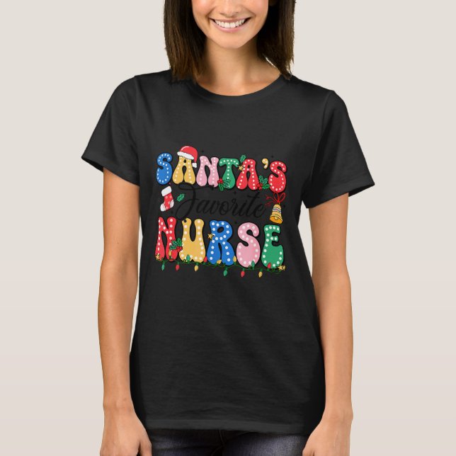 Camiseta Funny Santa's Favorite Nurse Christmas Nursing Xma (Frente)