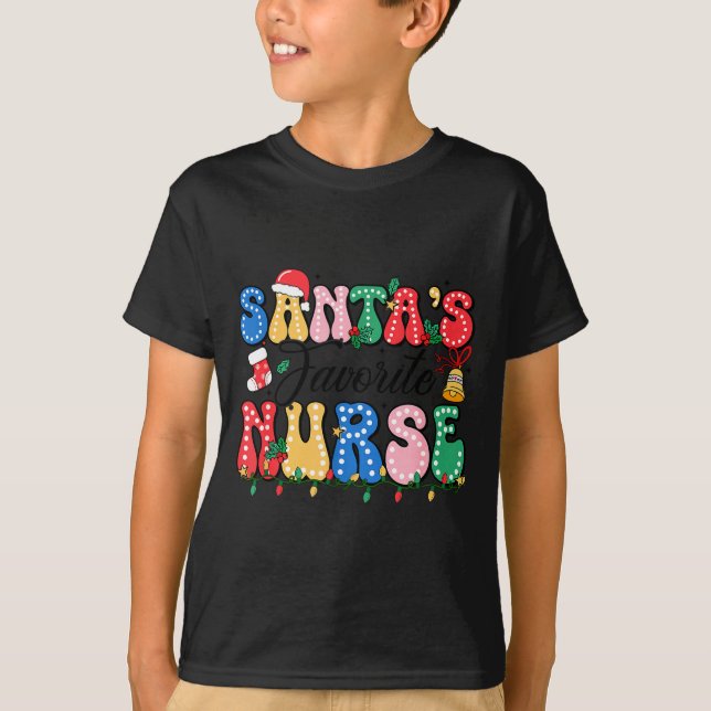 Camiseta Funny Santa's Favorite Nurse Christmas Nursing Xma (Frente)