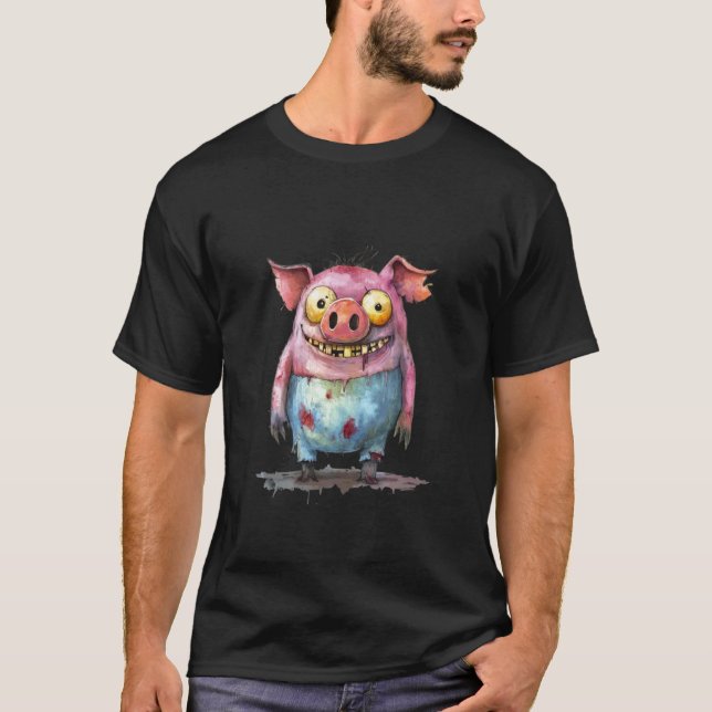 Camiseta Funny Sarcastic Animal Zombie Pig Design (Frente)