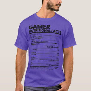 Camiseta Funny Sarcastic Gamer Nutritional Facts Cool Video