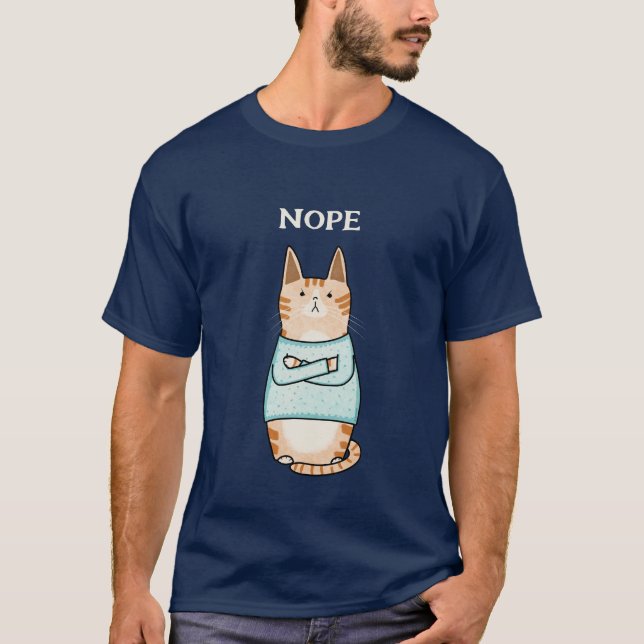 Camiseta Funny Sarcastic Orange Cat Nope (Frente)