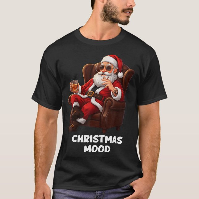 Camiseta Funny Sarcastic Santa Smoking And Drinking “christ (Frente)