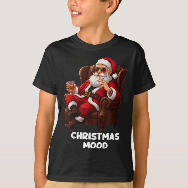 Camiseta Funny Sarcastic Santa Smoking And Drinking “christ (Frente)