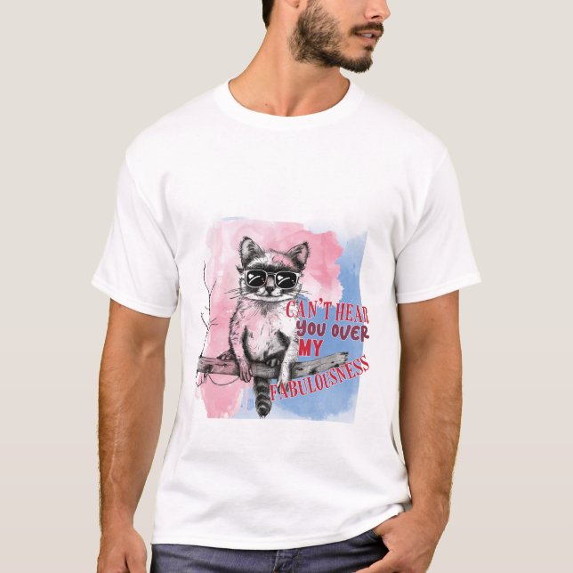 Camiseta Funny Sassy Raccoon Sunglasses Watercolor Art Post (Frente)