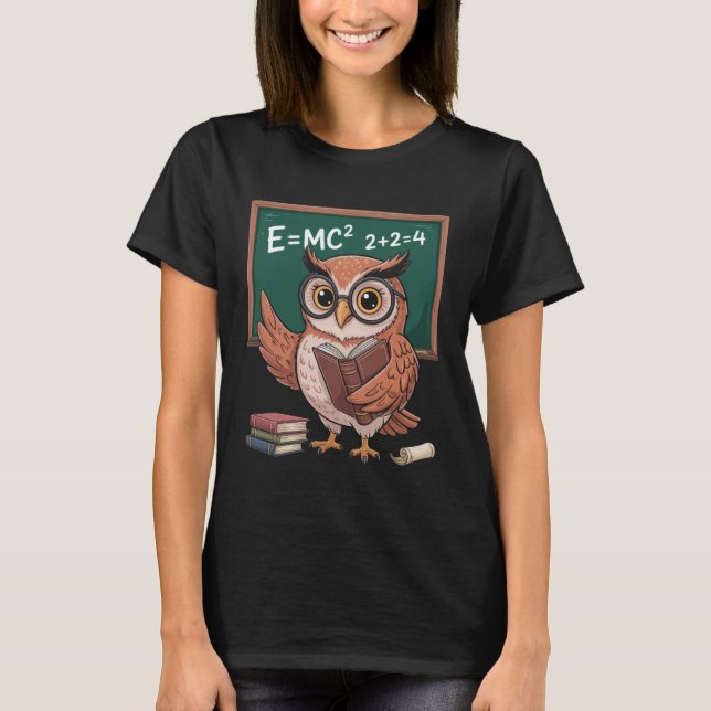 Camiseta Funny Saying E Equals MC Squared Owl Genius Joke W (Frente)