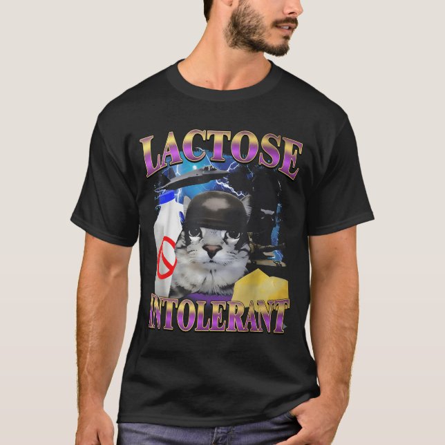 Camiseta Funny Saying Lactose Intolerant Silly Cat Meme Cat (Frente)