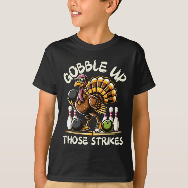 Camiseta Funny Saying Turkey Playing Bowling Thanksgiving H (Frente)