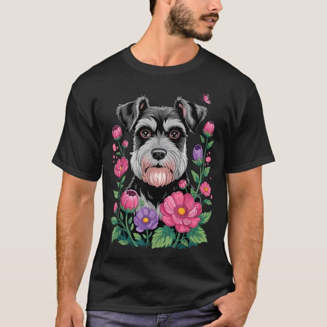 Camiseta Funny Schnauzer Art For Women Schnauzer Dog Lover  (Frente)