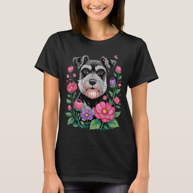 Camiseta Funny Schnauzer Art For Women Schnauzer Dog Lover  (Frente)
