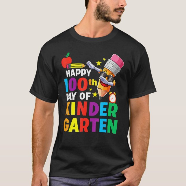 Camiseta Funny School Kids Dab Happy 100th Day Of Kindergar (Frente)
