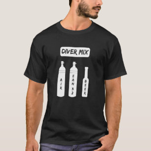 Camiseta Funny Scuba Diver Mix Oxygen Bottle Scuba Beer Div