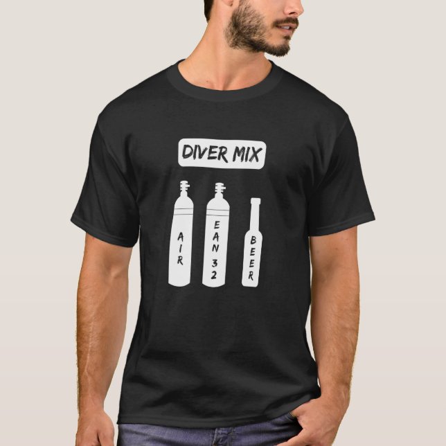 Camiseta Funny Scuba Diver Mix Oxygen Bottle Scuba Beer Div (Frente)