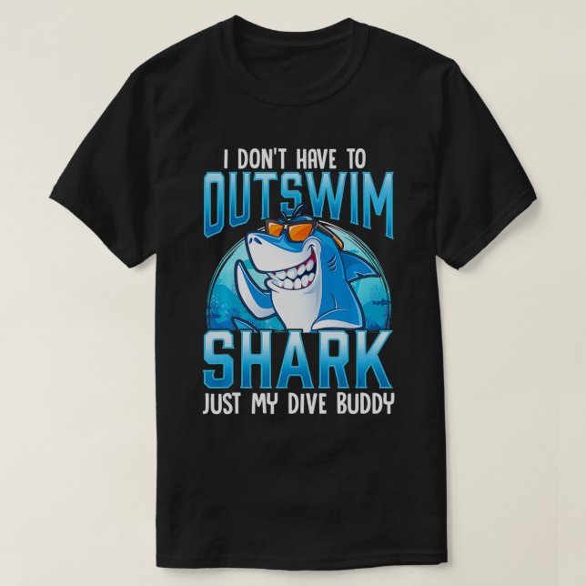 Camiseta Funny Scuba Diving Shark Dive Buddy  (Frente do Design)