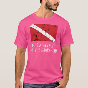 Camiseta Funny Scuba Merge Diver Flag Scuba Shark