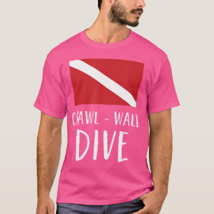 Camiseta Funny Scuba Merging Diver Flag Scuba Crawl Walt