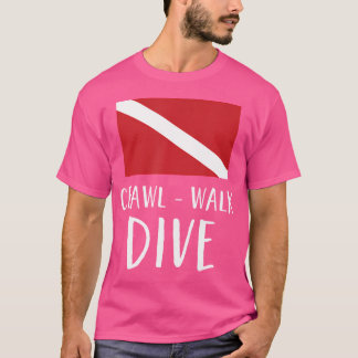 Camiseta Funny Scuba Merging Diver Flag Scuba Crawl Walt