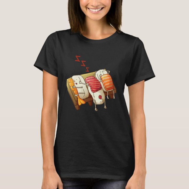 Camiseta Funny Sdormindo Sushi Roll Lover Partido Pajama Le (Frente)