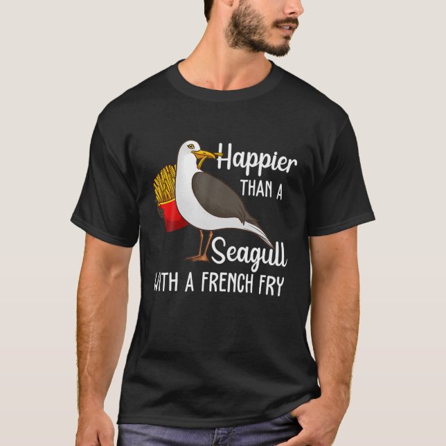 Camiseta Funny Seagull French Fries Art Men Women French Fr (Frente)