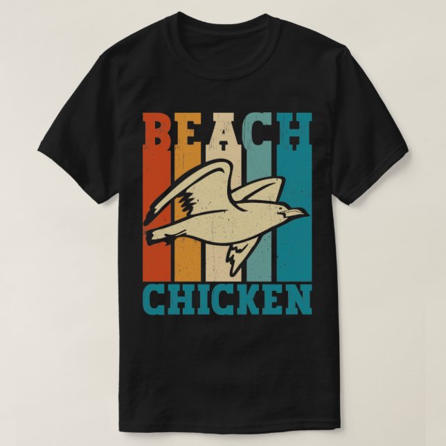 Camiseta Funny Seagull Sea Gull Beach Chicken Retro (Frente do Design)