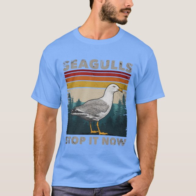 Camiseta Funny Seagulls Stop It Now Bird Lover 80s Retro fr (Frente)